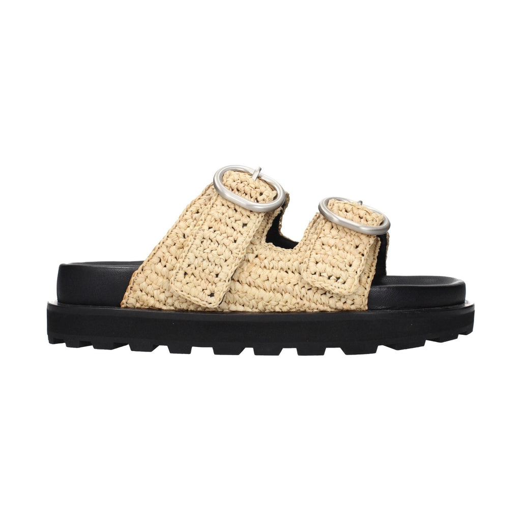 Beige Raffia Slippers