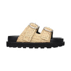 Beige Raffia Slippers