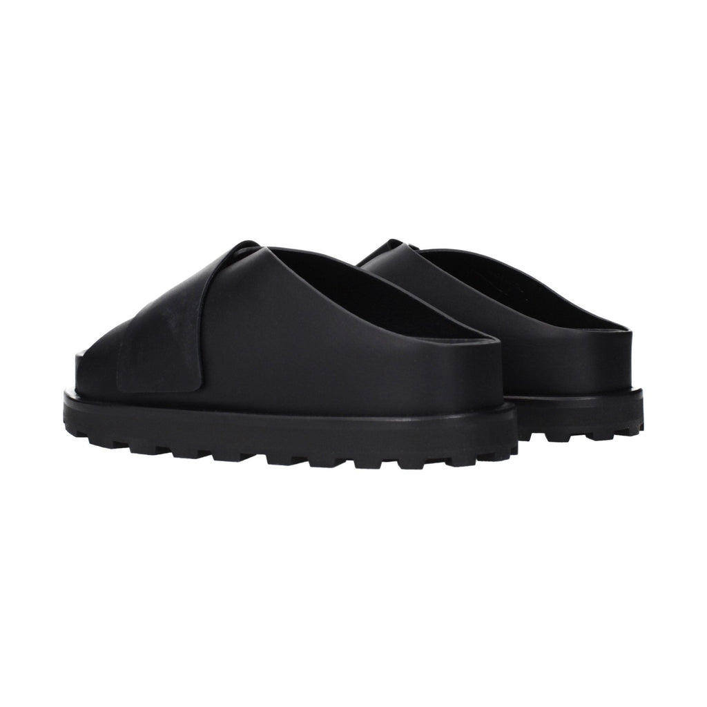 Black Leather Slippers
