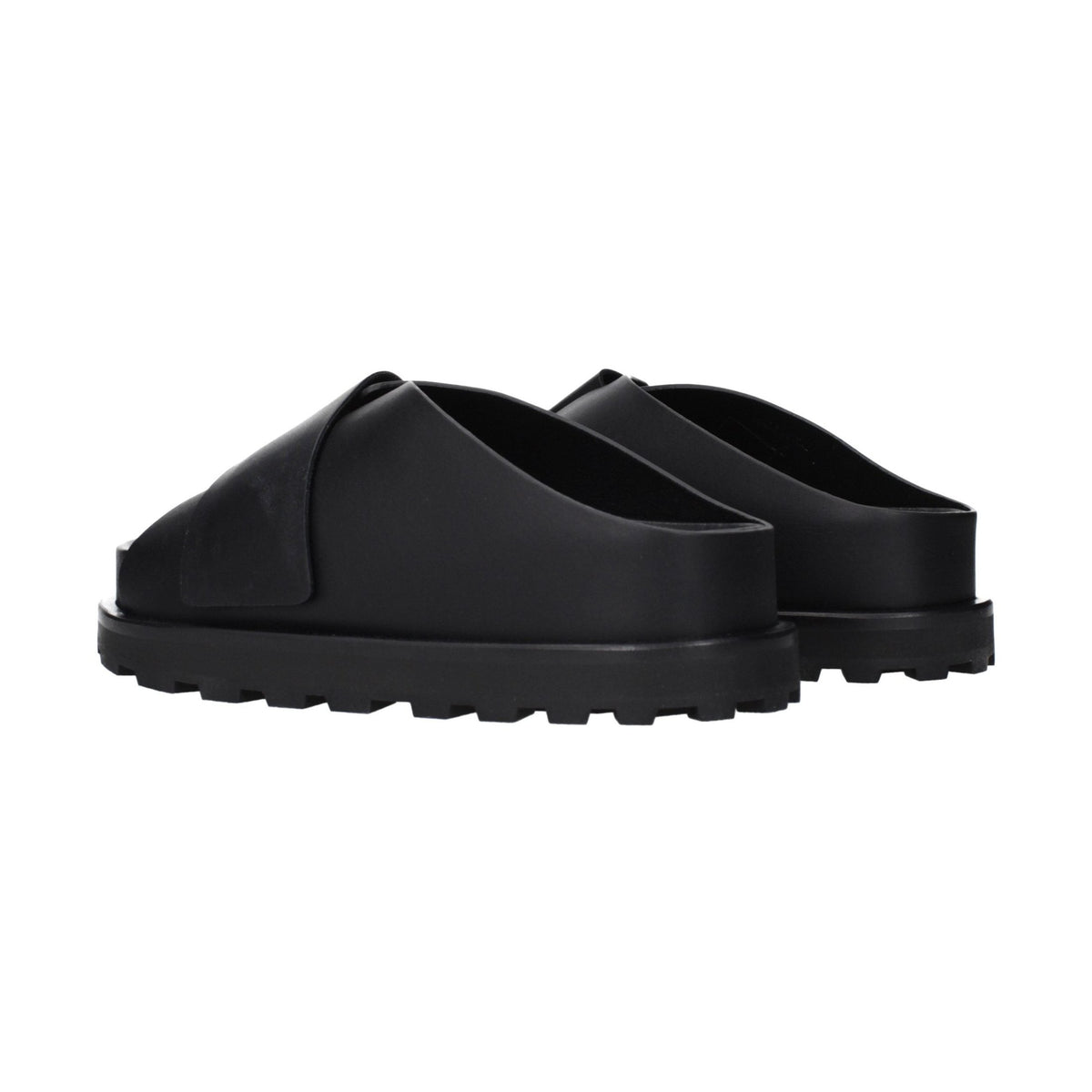 Black Leather Slippers