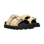 Beige Raffia Slippers