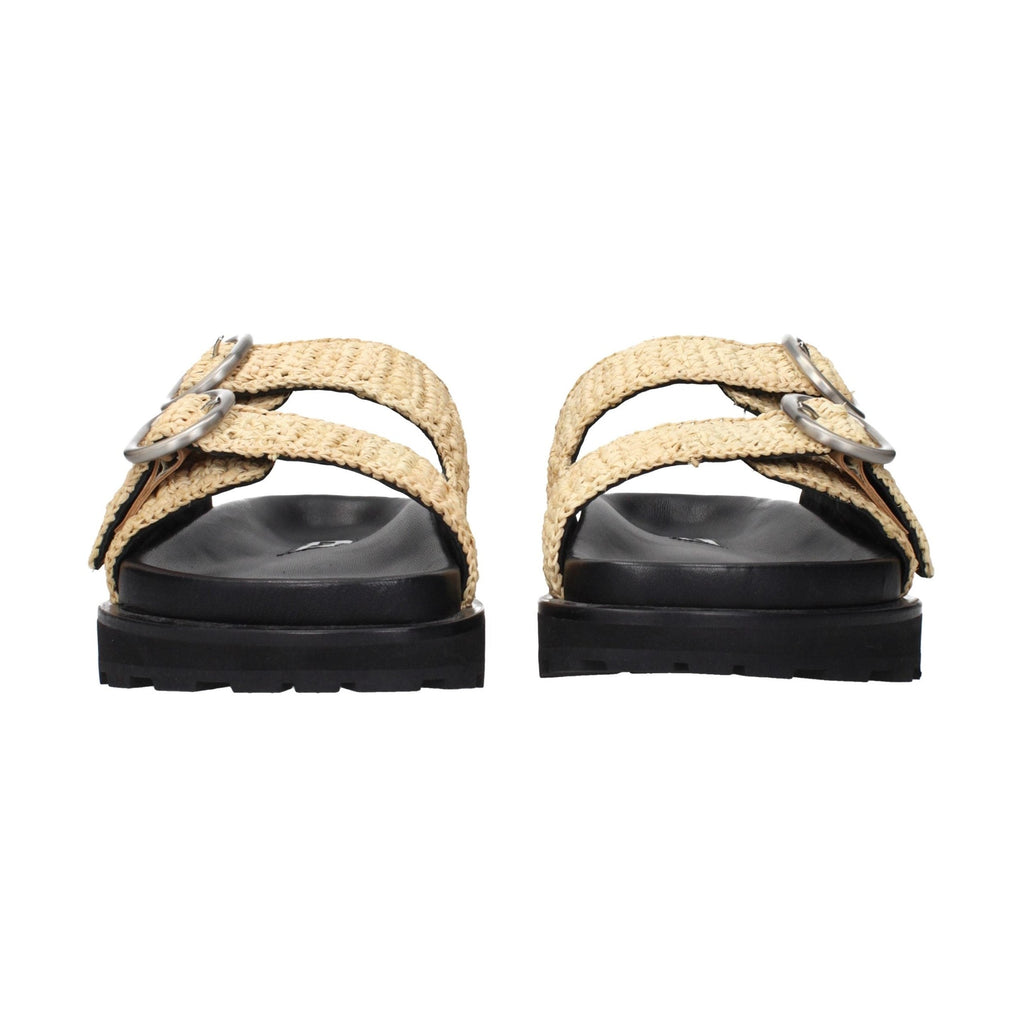 Beige Raffia Slippers