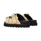 Beige Raffia Slippers