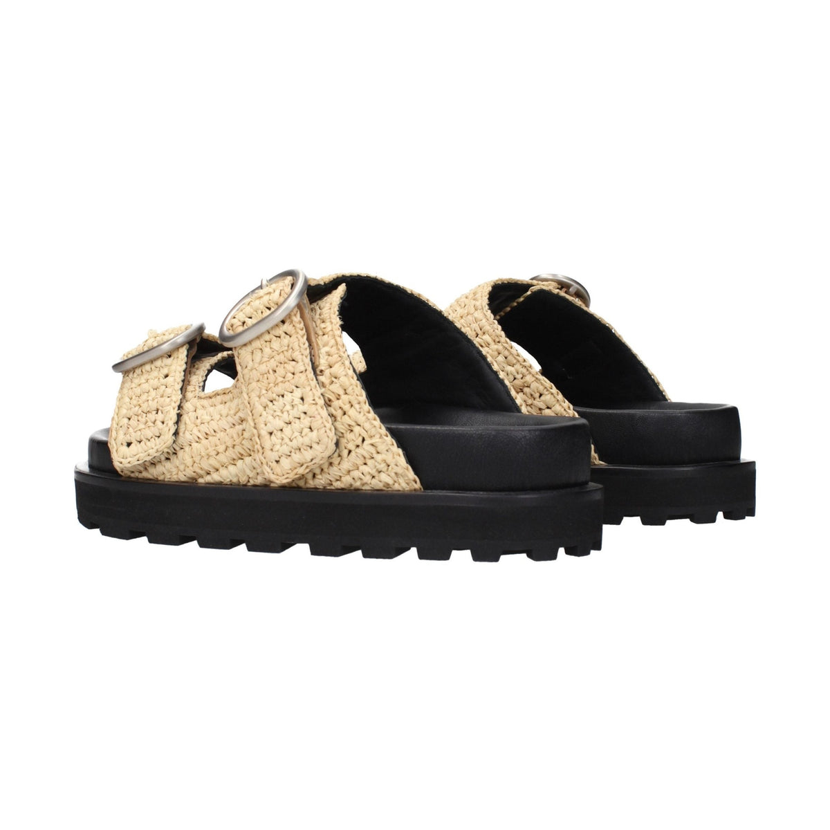 Beige Raffia Slippers