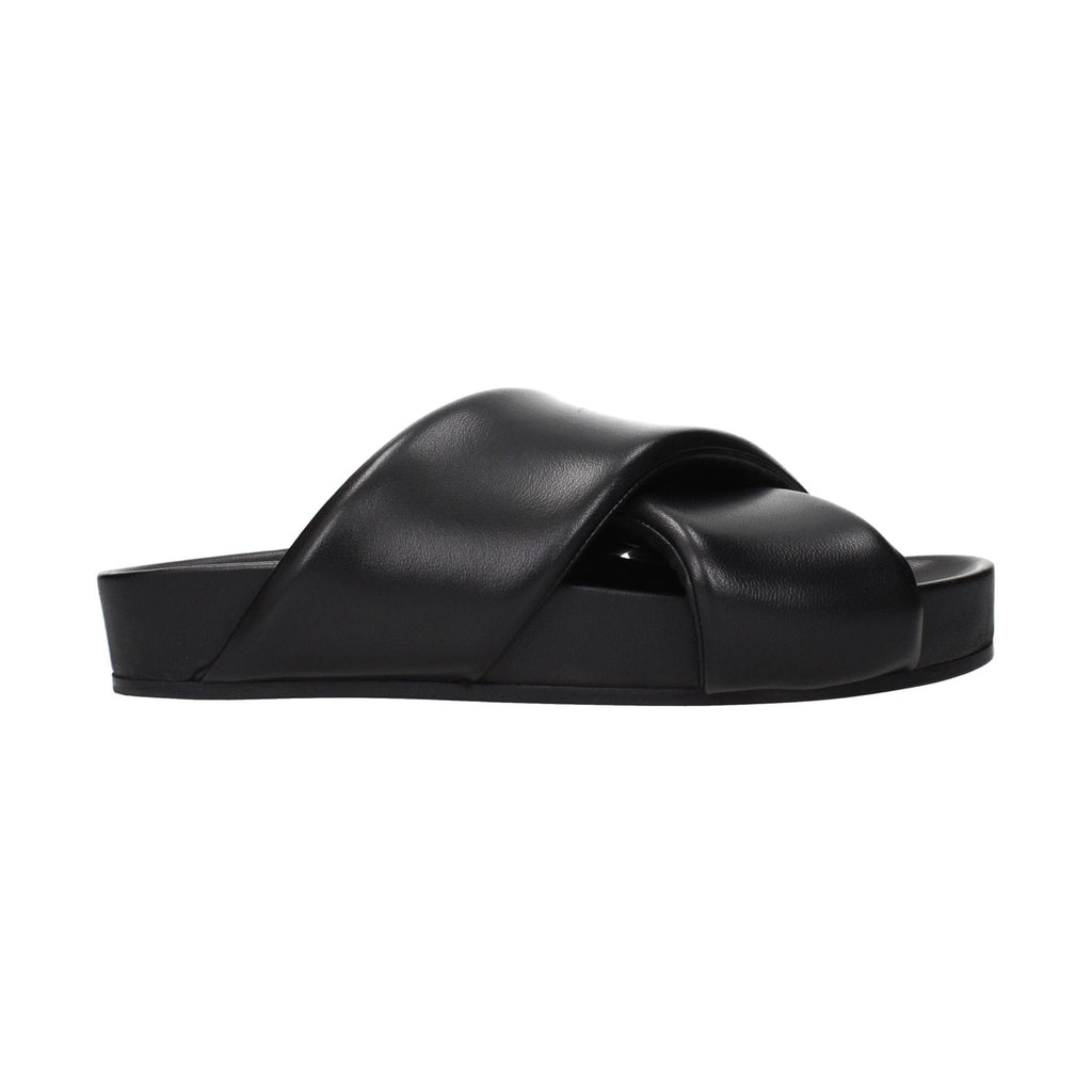 Black Leather Slippers