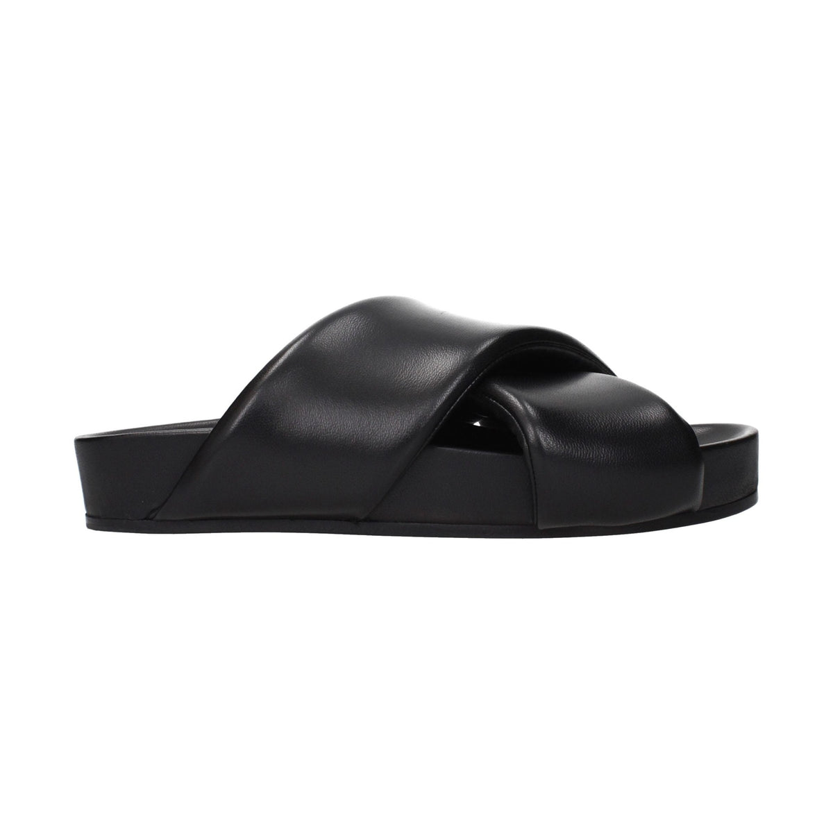 Black Leather Slippers