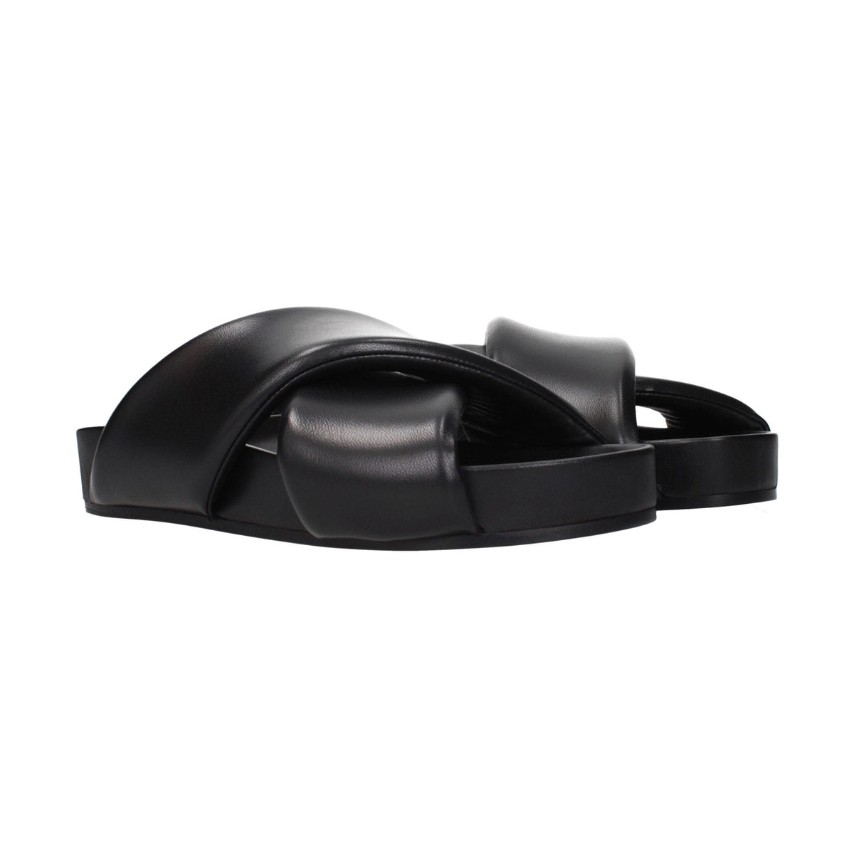 Black Leather Slippers