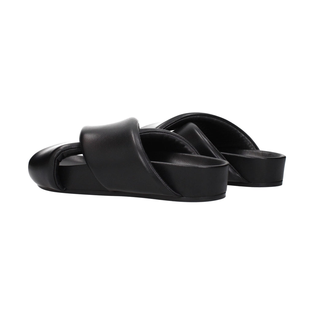 Black Leather Slippers
