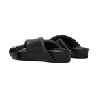 Black Leather Slippers
