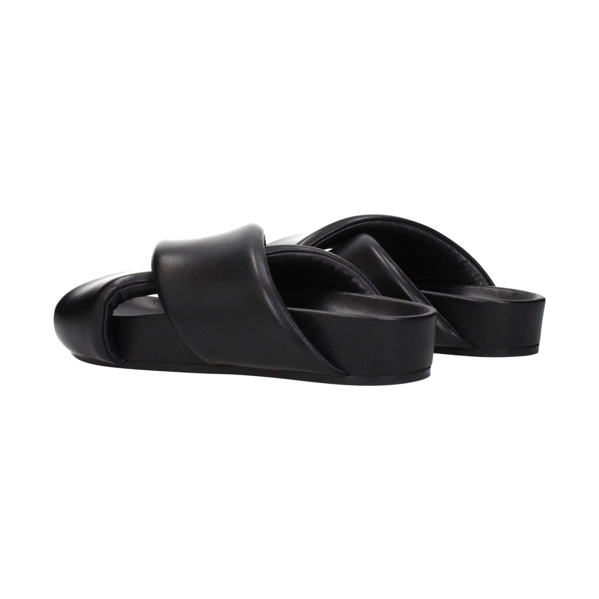 Black Leather Slippers