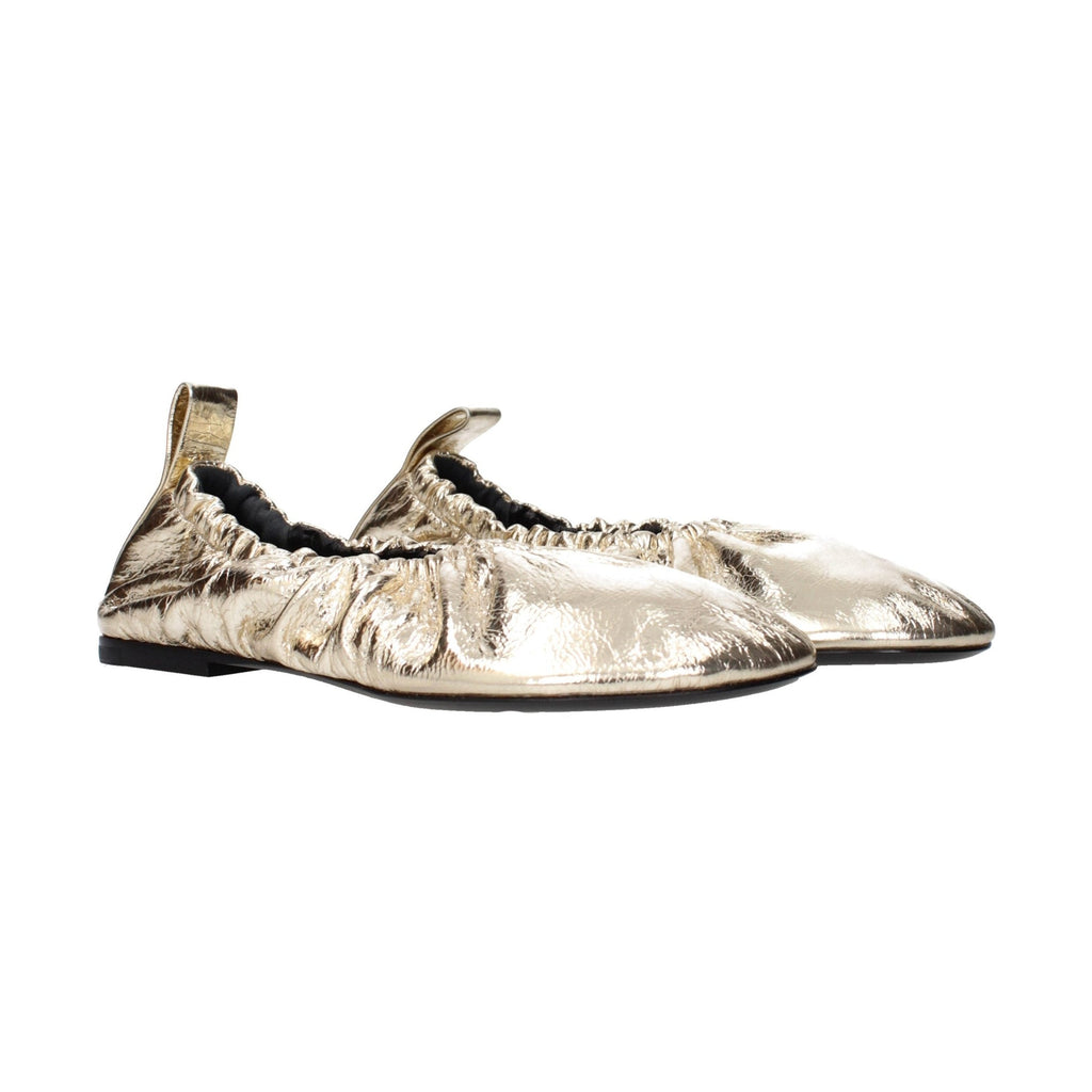 Gold Leather Ballet Flats