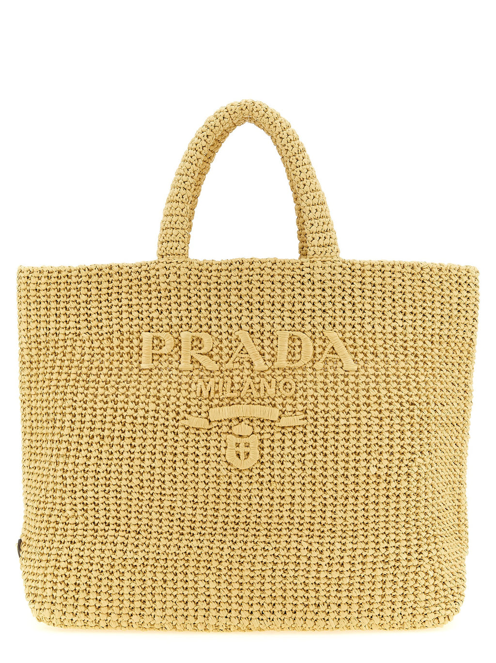 Beige Raffia Tote Bag