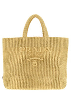 Beige Raffia Tote Bag