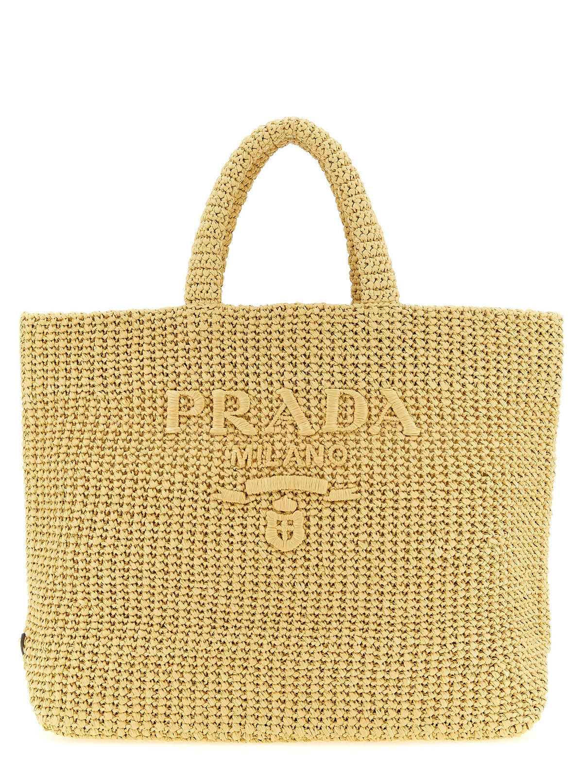 Beige Raffia Tote Bag