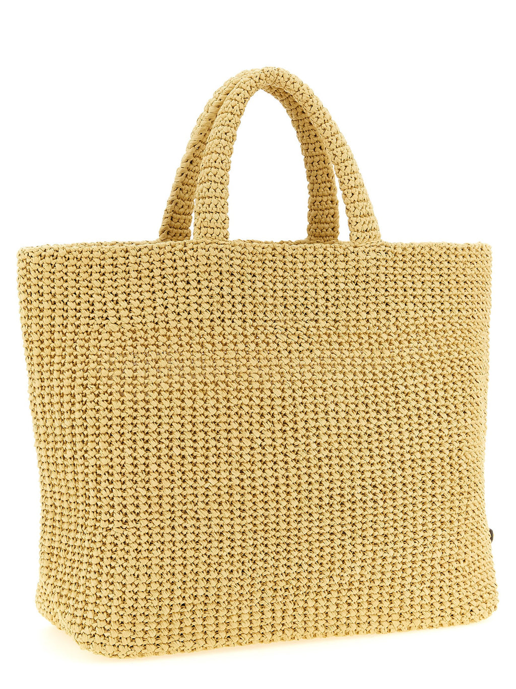 Beige Raffia Tote Bag