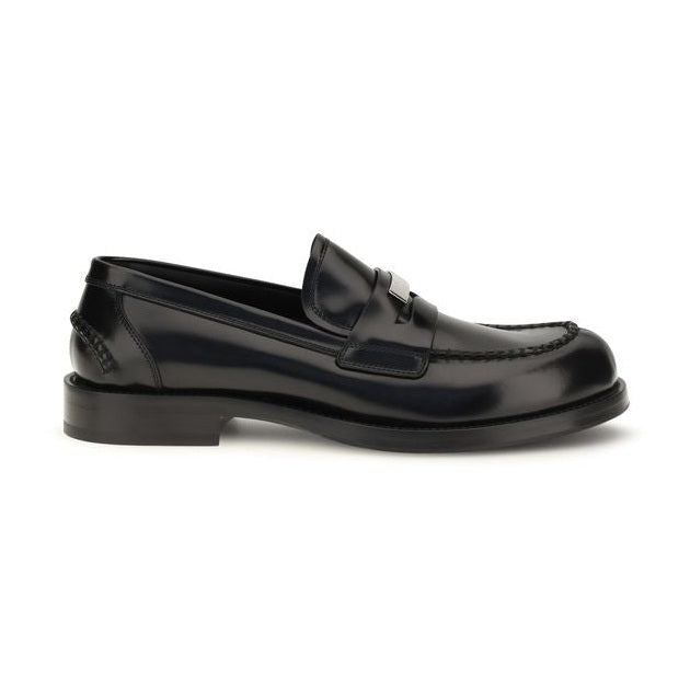 Black Calf Leather Bos Taurus Slip-On Loafers