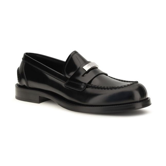 Black Calf Leather Bos Taurus Slip-On Loafers