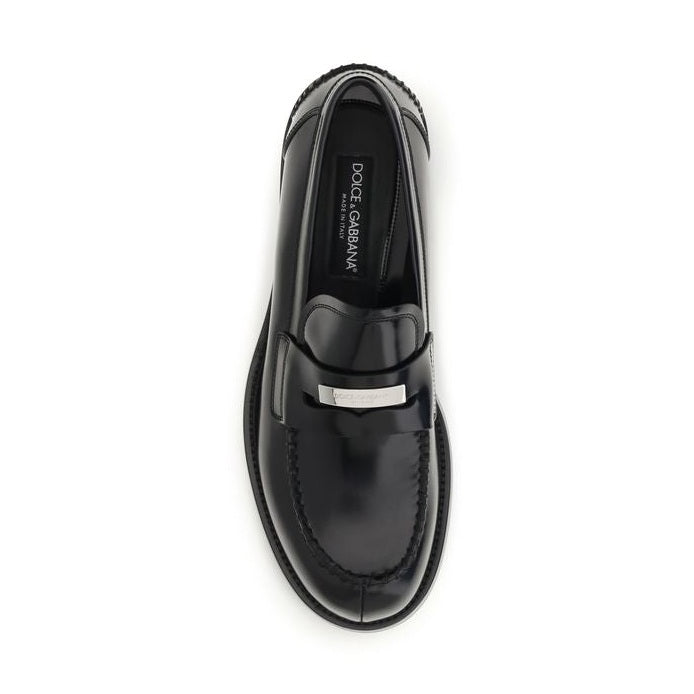 Black Calf Leather Bos Taurus Slip-On Loafers