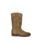 Beige Suede Leather Ankle Boots