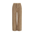 Brown Cotton Casual Pants