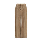 Brown Cotton Casual Pants