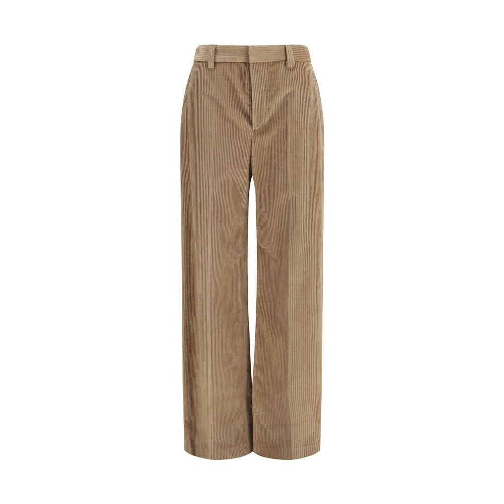 Brown Cotton Casual Pants