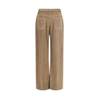 Brown Cotton Casual Pants