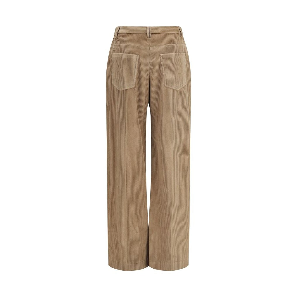 Brown Cotton Casual Pants