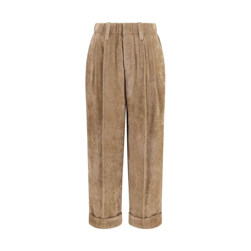Brown Viscose Casual Pants