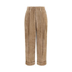 Brown Viscose Casual Pants