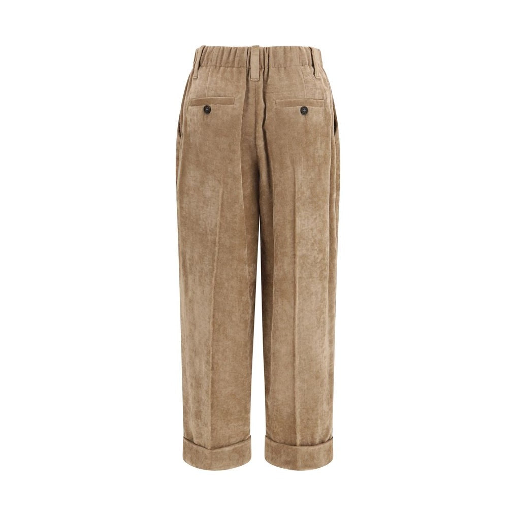 Brown Viscose Casual Pants