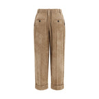 Brown Viscose Casual Pants