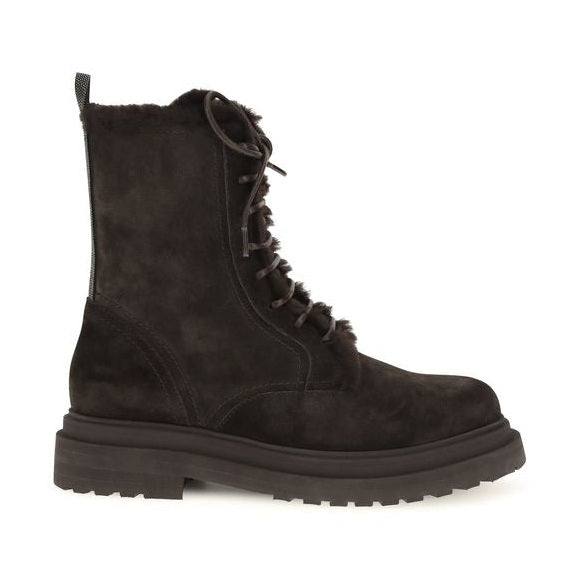 Black Calf Leather Bos Taurus Lace-Up Boots