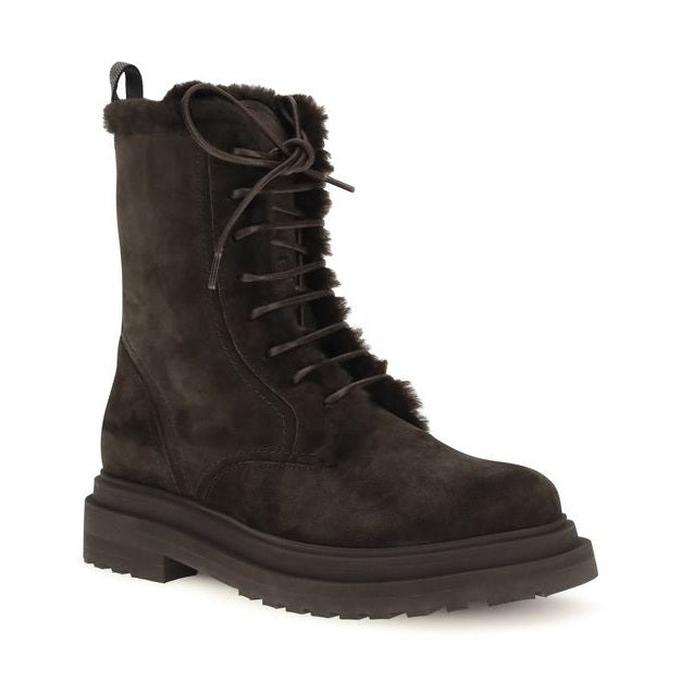 Black Calf Leather Bos Taurus Lace-Up Boots