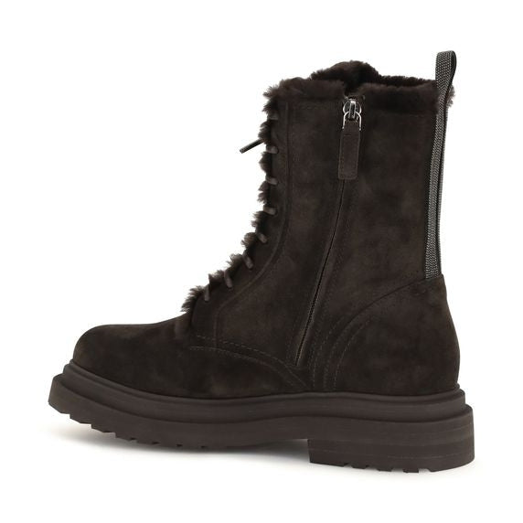 Black Calf Leather Bos Taurus Lace-Up Boots