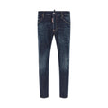 Blue Cotton Straight-Leg Jeans