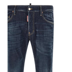 Blue Cotton Straight-Leg Jeans