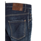 Blue Cotton Straight-Leg Jeans
