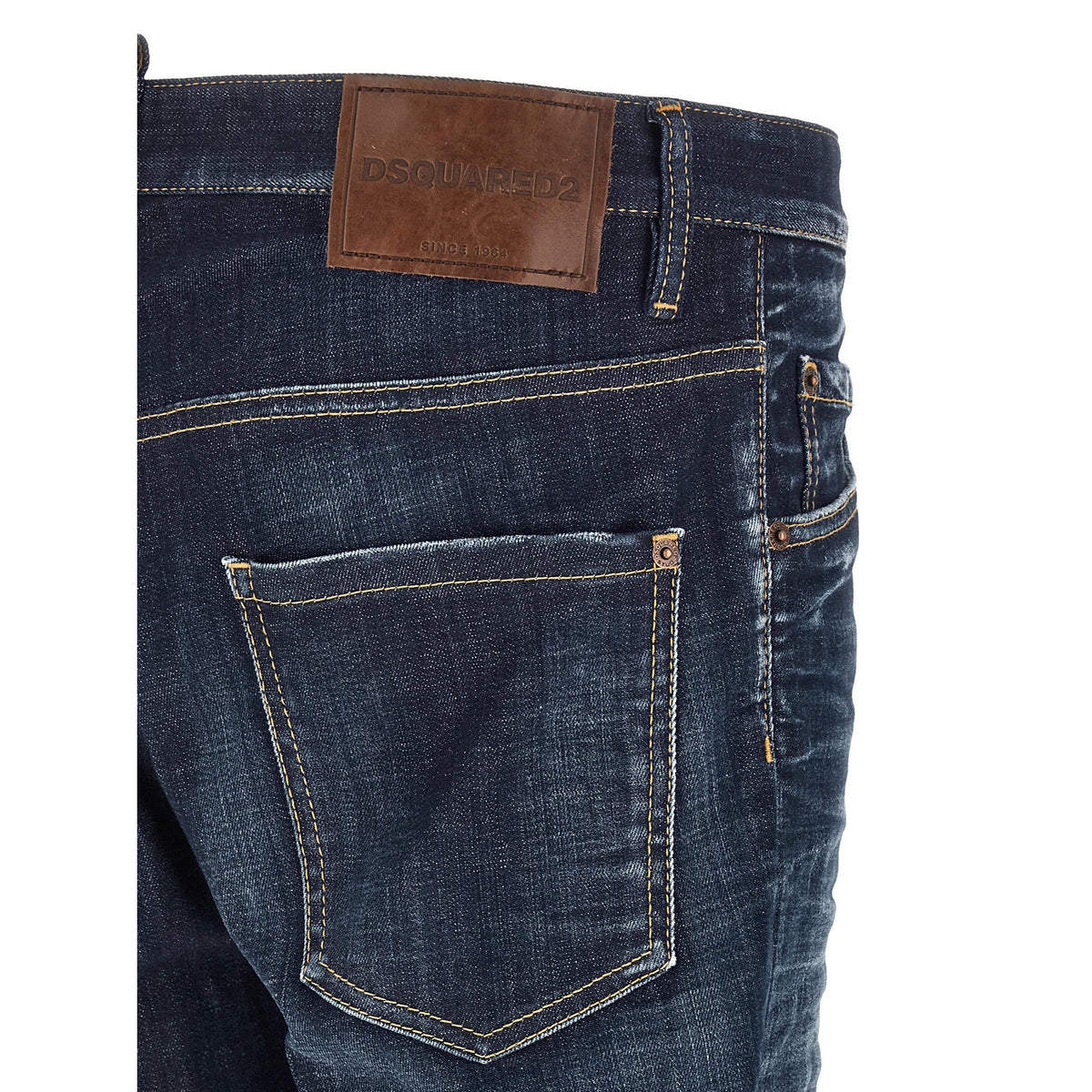 Blue Cotton Straight-Leg Jeans