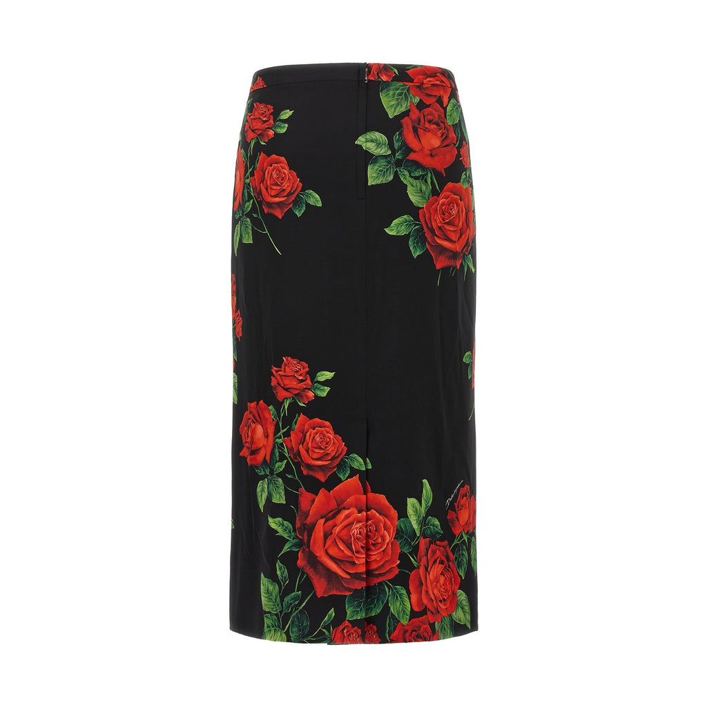 Black Silk Midi Skirt