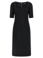 Black Virgin Wool Midi Dress