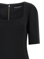 Black Virgin Wool Midi Dress