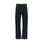 Blue Cotton Straight-Leg Jeans