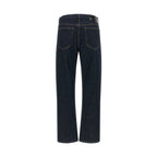 Blue Cotton Straight-Leg Jeans