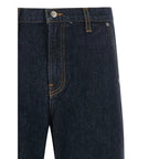 Blue Cotton Straight-Leg Jeans