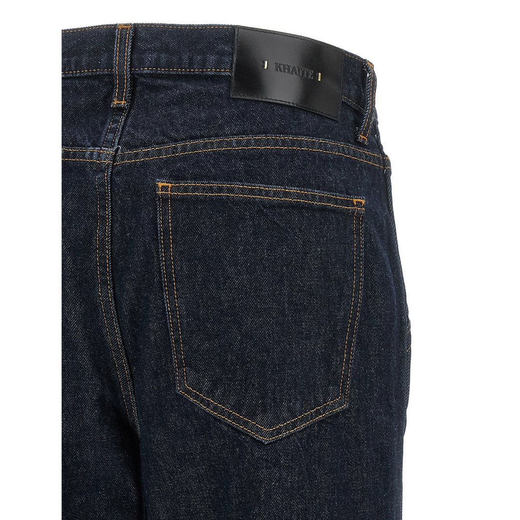 Blue Cotton Straight-Leg Jeans