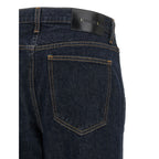Blue Cotton Straight-Leg Jeans