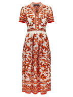 Orange Silk Midi Dress