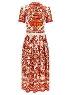 Orange Silk Midi Dress