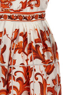 Orange Silk Midi Dress